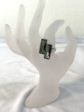 925 sterling double rectangle mystic topaz violet hue statement ring sz 9